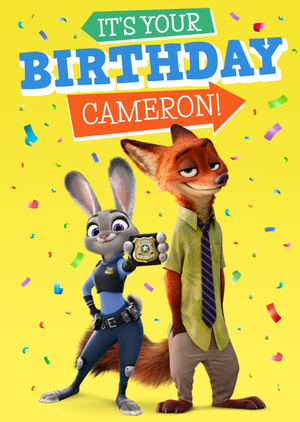 Disney Zootropolis It's Your Birthday Card