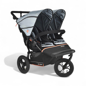 Out N About Nipper Double V6 Pushchair + FREE Front Rider - Rocksalt Grey