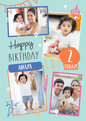 Illustrated 2 Today Photo Upload Happy Birthday Card