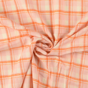 Tissu flanelle tartan écossais - Rose clair rayures orange