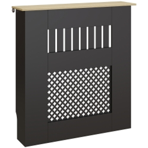HOMCOM Cubre Radiadores 78x19x81 cm Cubierta para Radiador Diseño Moderno de Listones y Nido de Abeja Negro