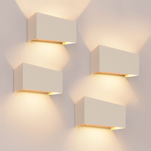 4x Applique Murale LED Extérieur - Deux Faces - 9.5W - 3000K - IP54 - Beige - Convient pour Intérieur et Extérieur
