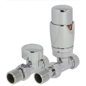 Straight Thermostatic Radiator Valve & Lockshield – Chrome
