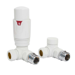 White Corner Thermostatic TRV &amp; Lockshield
