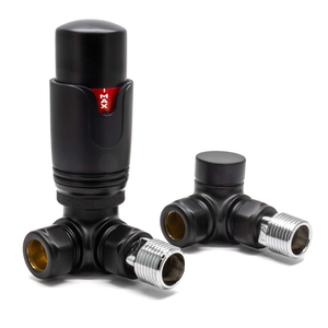 Black Corner Thermostatic TRV &amp; Lockshield