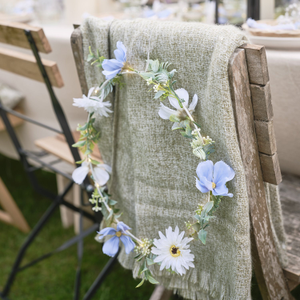 30cm Pre Lit Blue Bloom Outdoor Wreath