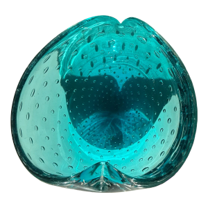 Seguso Murano Turquoise Glass Bowl 1950s Mid-Century Modern