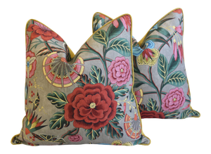 Anna French Thibaut Botanical Floral Feather/Down Pillows- a Pair