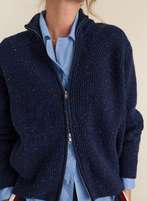 Lonnie Wool Blend Zip Cardigan - UK 16 | EU 42 | US 12 / Navy