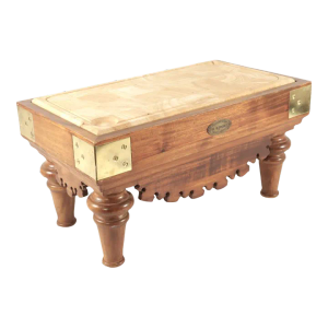 1960s French Mahogany Oak and Brass Chopping Block