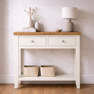 Cambridge Classic Cream Painted Oak 2 Drawer Console Table
