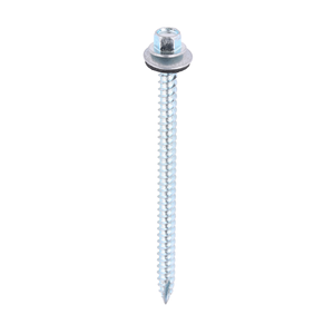 6.3mm x 100mm Fully Threaded Slash Point Tek Screws Sheet to Timber 16mm Bonded Washer Zinc Plated Pack of 100