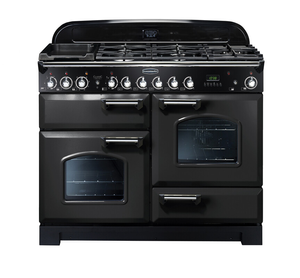 Rangemaster CDL110DFFCB/C 110cm Classic Deluxe Dual Fuel Range Cooker-Charcoal Black/Chrome