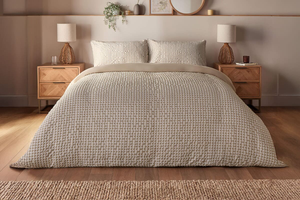 Silentnight Supersoft Gingham Seersucker Duvet Set – Natural