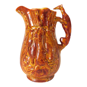 Vintage Mid-Century Majolica Figural Greyhound Hunting Pitcher