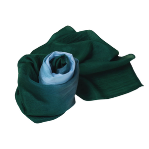 Emerald Horizon Ombre Silk Shawl – Hand-Dyed Mulberry Silk Wrap (one size)
