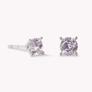 Elegance Classic Silver Pink Stud Earrings