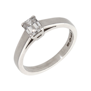 Pre-Owned Platinum 0.50ct Emerald Cut Diamond Solitaire Ring