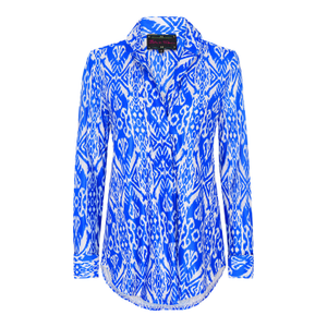 Blue Ikat Print Santorini Shirt (M)