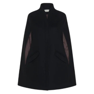 Chelsea Cashmere Wool Cape Coat - Black (M)