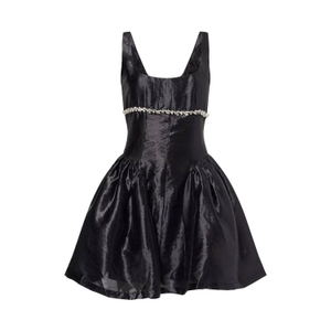 Cheryl Black Embellished Satin Crepe Dress (XL)