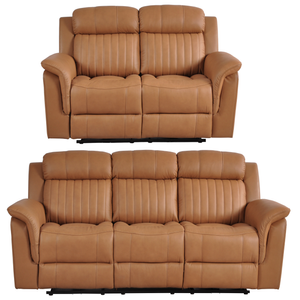 Cidliano Genuine Leather Caramel Electric Recliner 3+2 Seater Sofa Set
