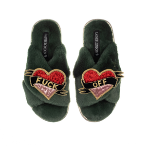 Classic Laines Slippers With Fuck Off Brooches - Limited Edition Green (L)