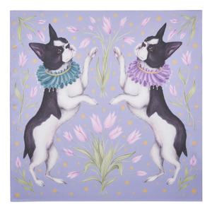 Fable England X Catherine Rowe Pet Portraits Frenchie Lavender Silk Square Scarf
