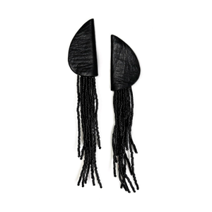 Flowline Beaded Dangle Earrings Black