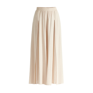 Flowy Palazzo Trousers With Open Front Splits In Oatmeal (XL)