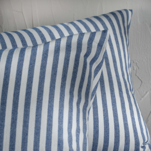 Mediterranean Blue Herringbone Stripe Cotton Pillowcases