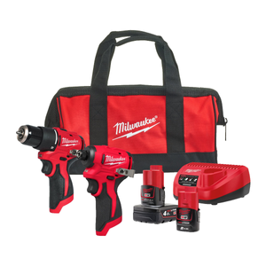 Milwaukee M12BLPP2B-422B 12V Cordless Brushless Percussion Drill & Impact Driver Twin Pack With 1 x 2.0Ah Battery, 1 x 4.0Ah Battery, Charger & Bag
