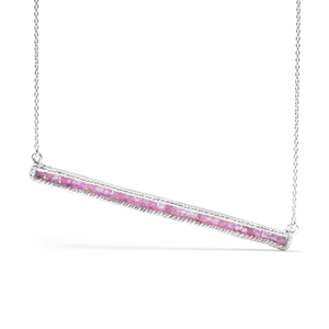 Lithos Silver Necklace With Raw Pink Sapphires (19")