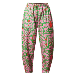 Organic Cotton & Linen Balloon Trousers In Blush Horizon (L)