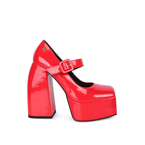 Pablo Statement High Platform Heel Mary Jane Sandals In Red By Rag & Co (7 UK)