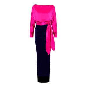Pink Satin & Navy Velvet Bella Dress (XXL)