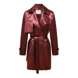 Will You Stay Trench Dress - Burgundy (S)
