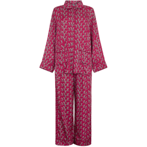 Evie Long Sleeve Leopard Print Pyjama Set In Pink (L)