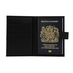 Luxury Leather Passport Cover With Card Slots - Black