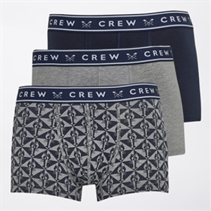 Crew Clothing Mens Three Pack Lobster Boxer Shorts Navy/Grey