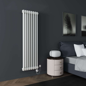 White Electrical Column Vertical Radiator - GLO Kensington Range - 1500x370mm