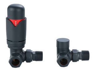 Anthracite Corner Thermostatic TRV & Lockshield