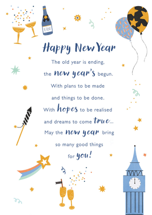 Happy New Year Illustrated Verse Card
