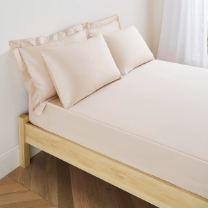 300TC Cotton Sateen Extra Deep Fitted Sheet - Natural Single 90x190cm