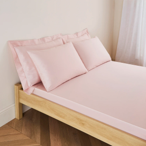 300TC Cotton Sateen Fitted Sheet - Blush Single 90x190cm