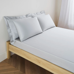 300TC Cotton Sateen Deep Fitted Sheet - Silver King Size 150x200cm