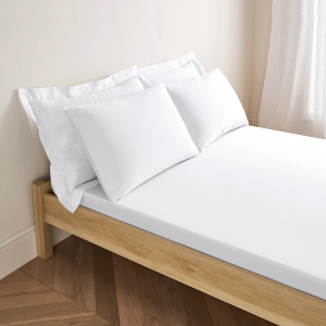 300TC Cotton Sateen Fitted Sheet - White Super King 185x200cm
