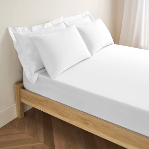 300TC Cotton Sateen Extra Deep Fitted Sheet - White King Size 150x200cm