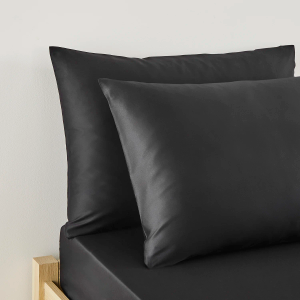300TC Cotton Sateen Pillowcase Pair - Black
