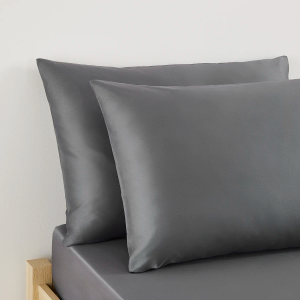 300TC Cotton Sateen Pillowcase Pair - Charcoal